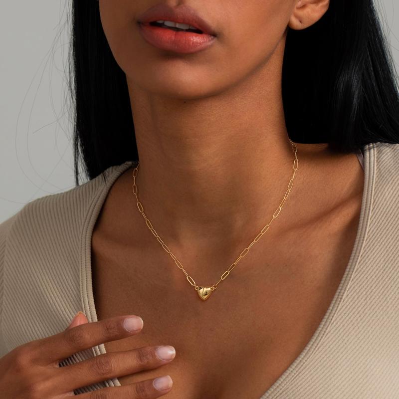 14K Gold/Silver-Plated Heart Shape Pendant