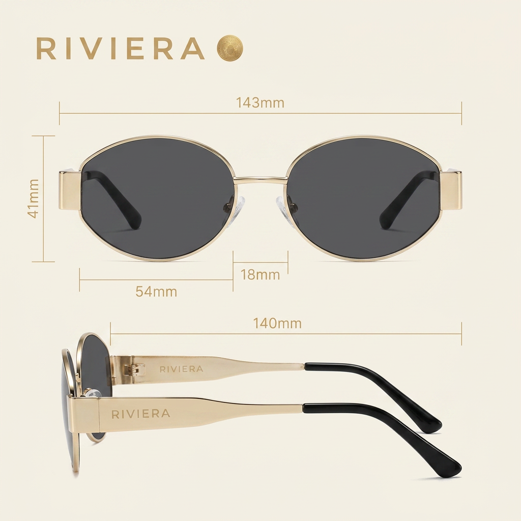 RIVIERA Retro Oval Sunglasses